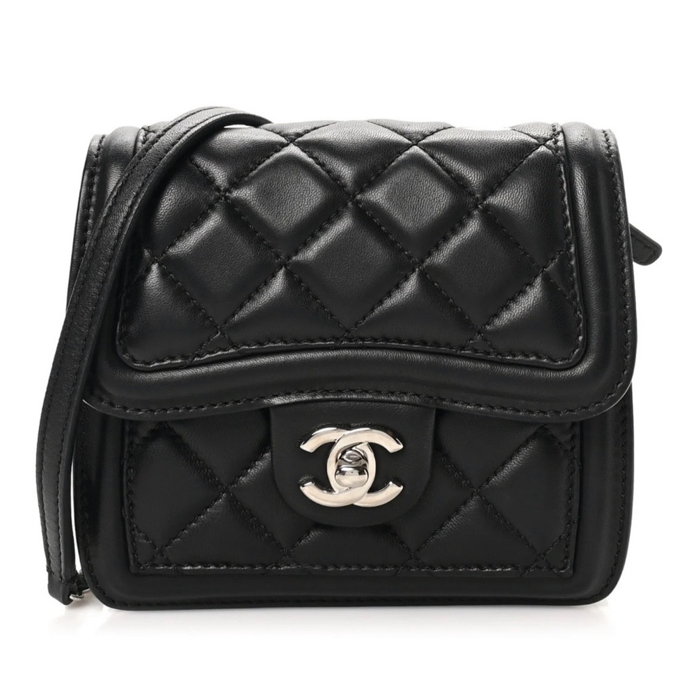 Lambskin Quilted Mini Graphic Flap
Bag Black and White